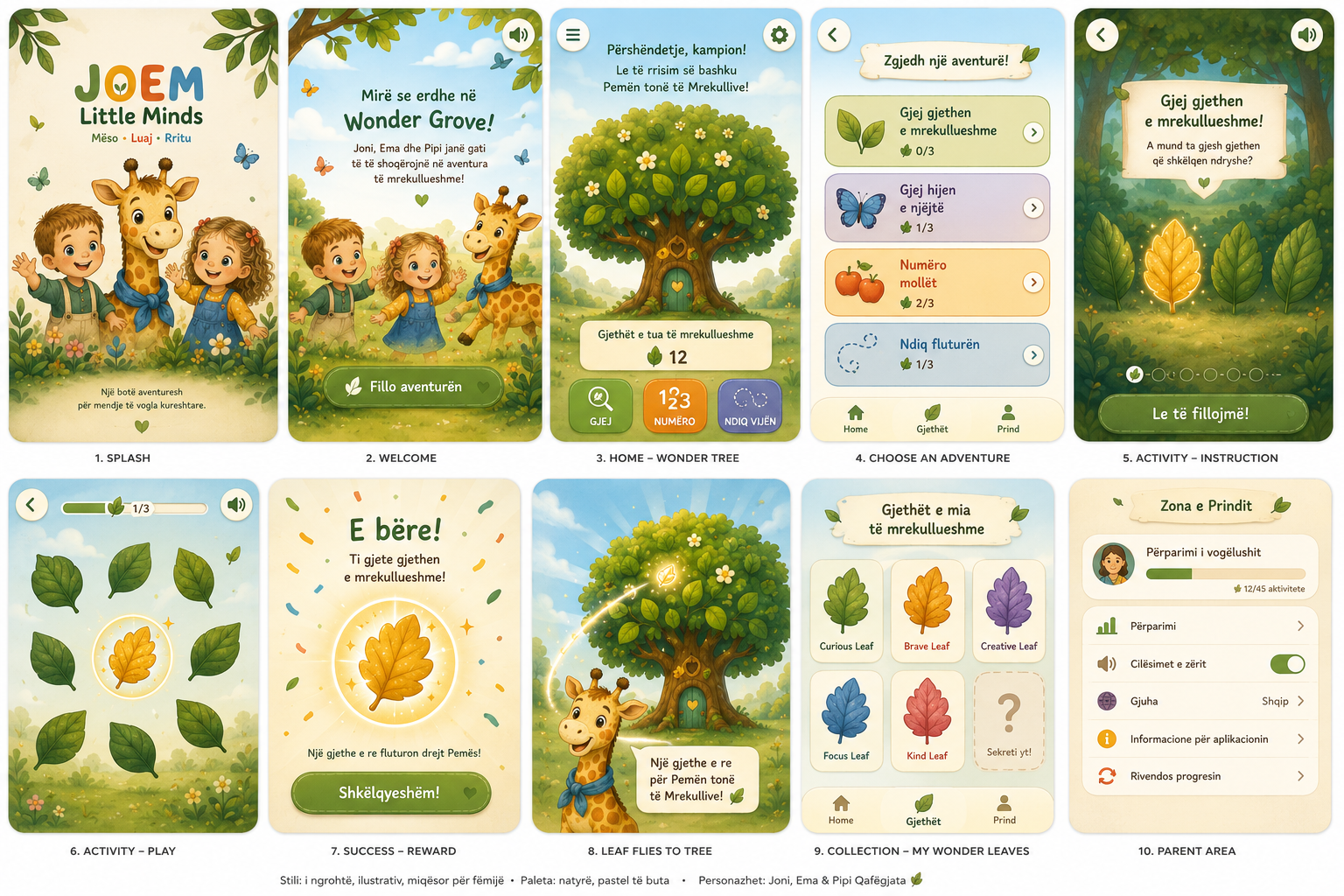 Wonder Grove app screens